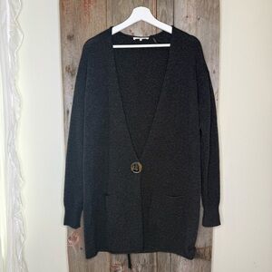 Helmut Lang Cosme Wool Cashmere Longline Single Button Cardigan Charcoal XS
